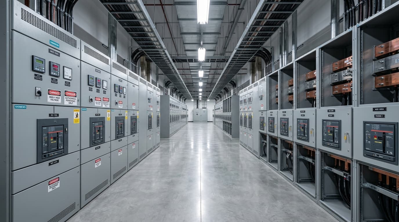 Switchgear and power distribution room in a Tier 4 data centre