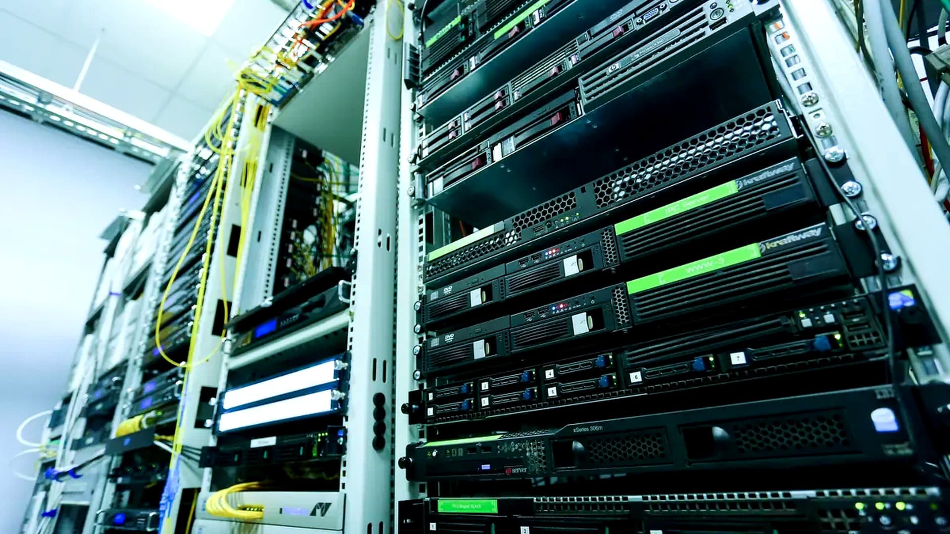 Rack rows on the data hall floor