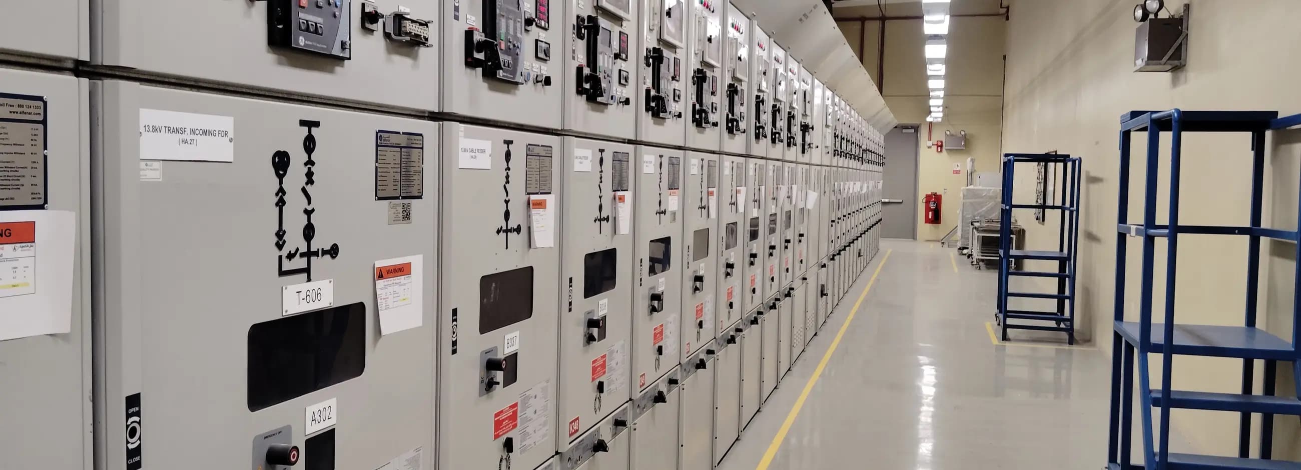 Low voltage switchgear line-up in a facility electrical room