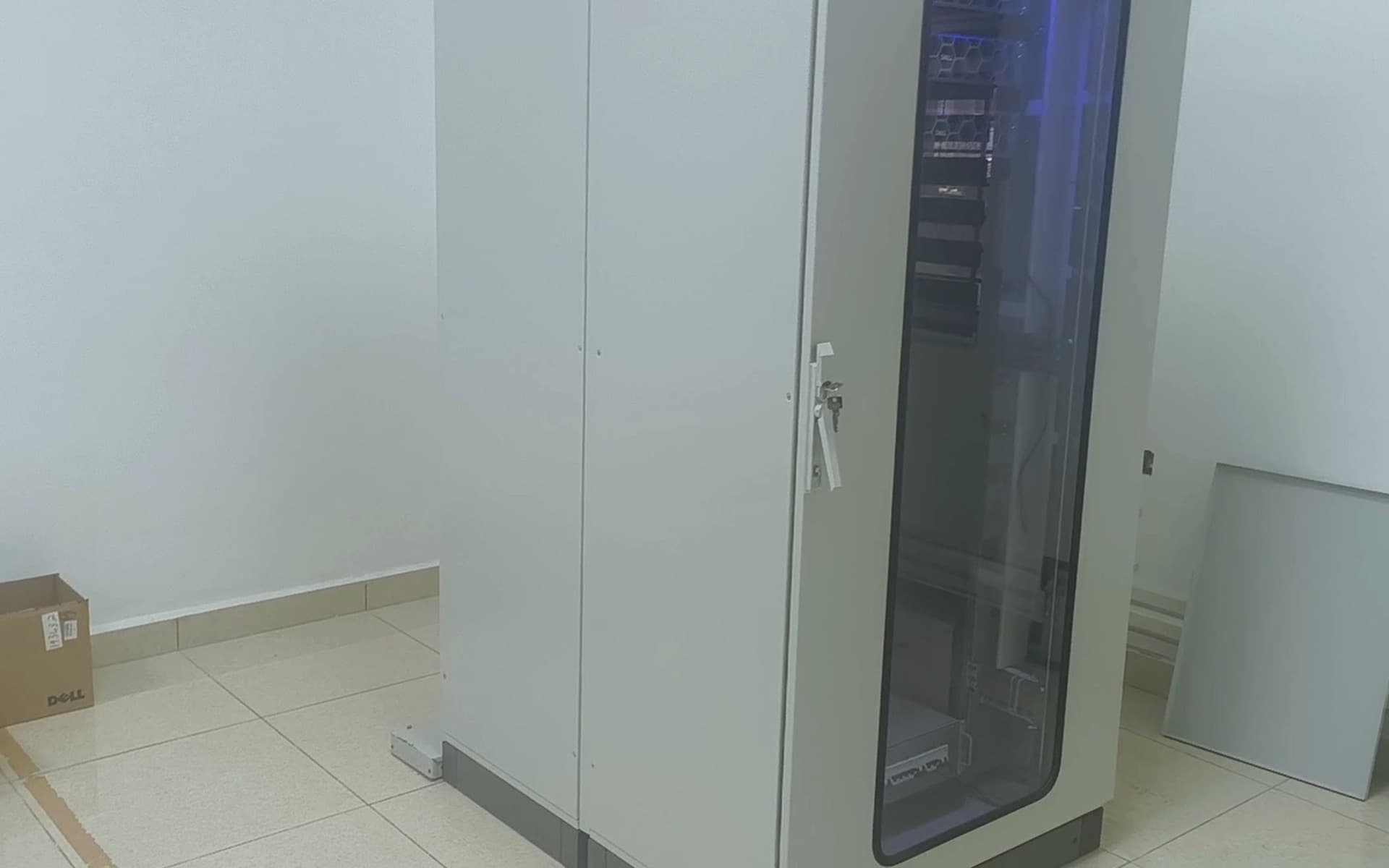 Cold aisle containment corridor, racks commissioned and active